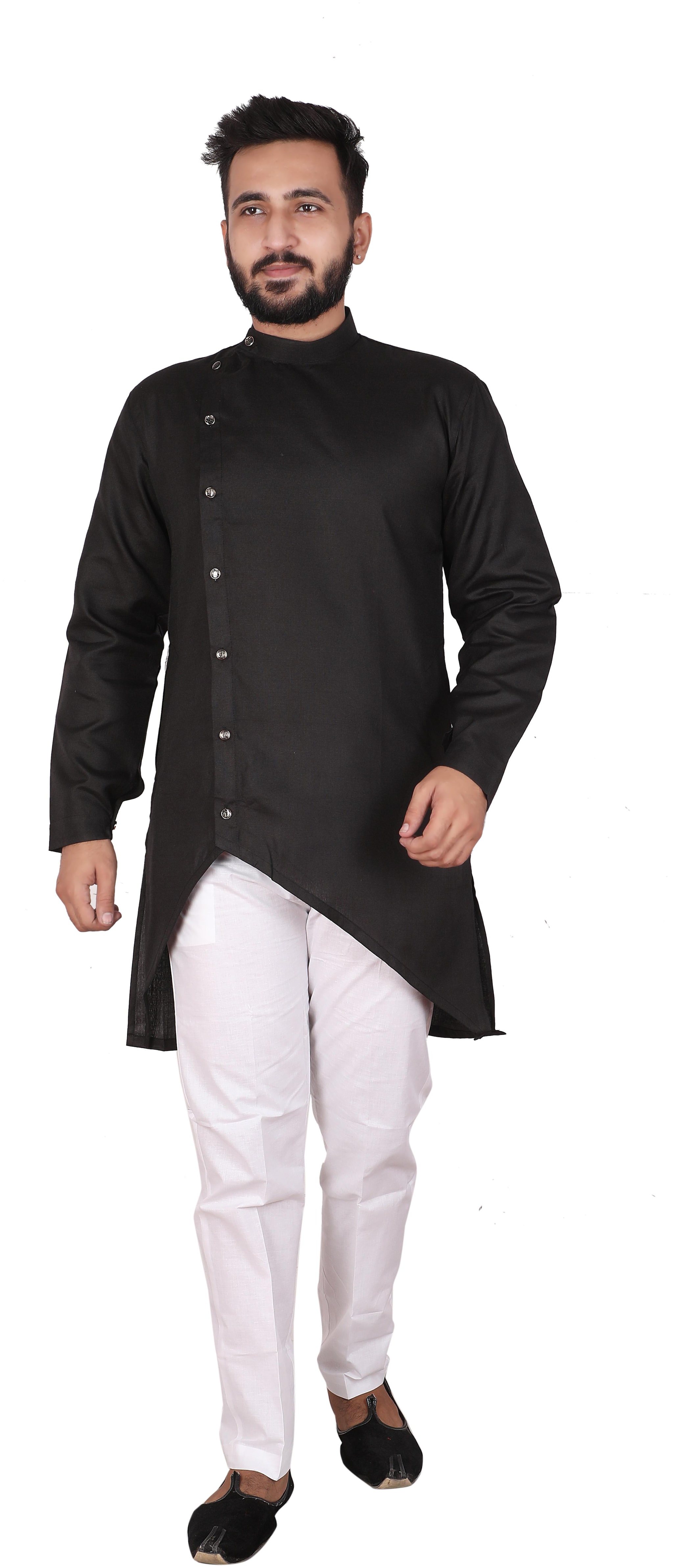 

P K GARMENTS Black Solid Kurta and Pyjamas