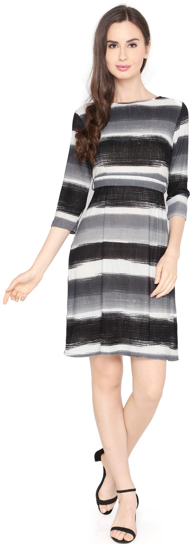 

P - Nut Casual Black Cream Dyed A-line dress