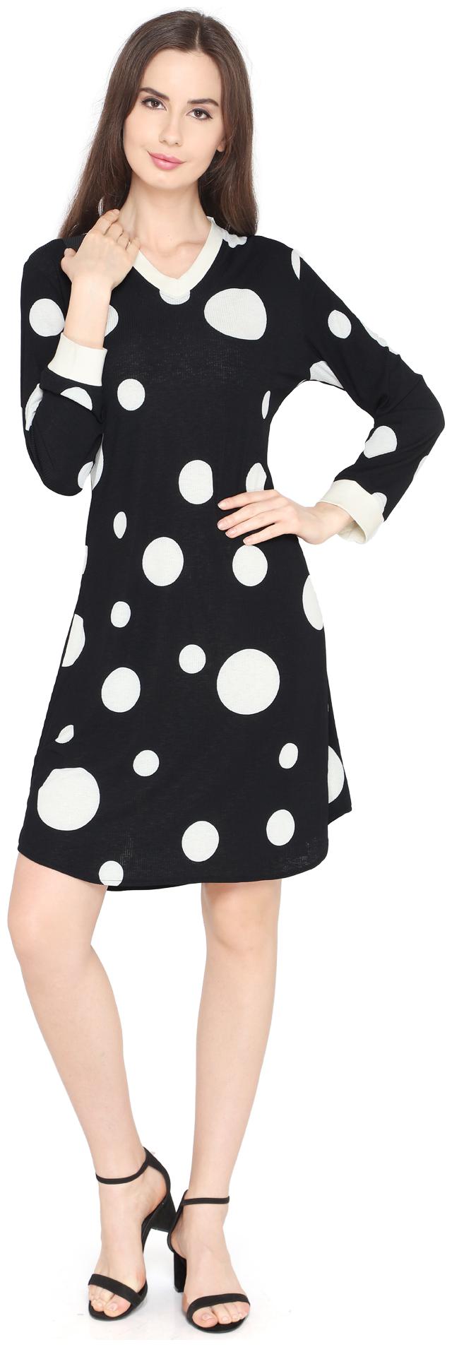 

P - Nut Casual Black Printed A-line dress