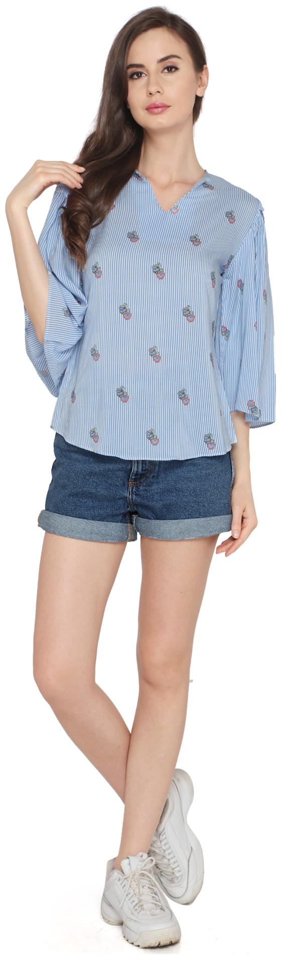 

P - Nut Casual Women Printed A-line top - Blue