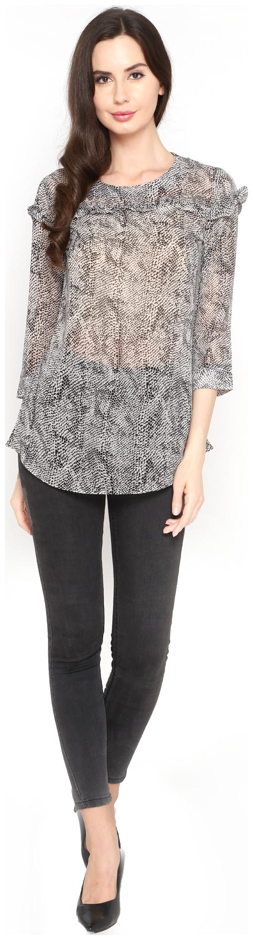 

P - Nut Casual Women Printed A-line top - Grey