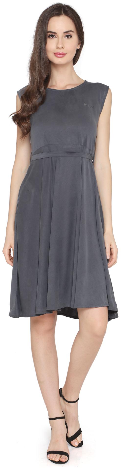 

P - Nut Casual Grey Solid A-line dress