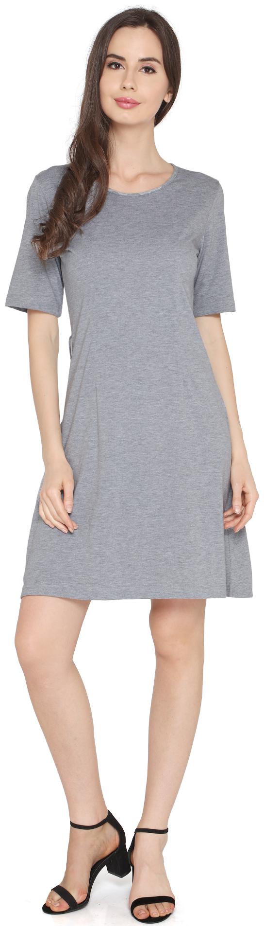 

P - Nut Casual Grey Dyed A-line dress