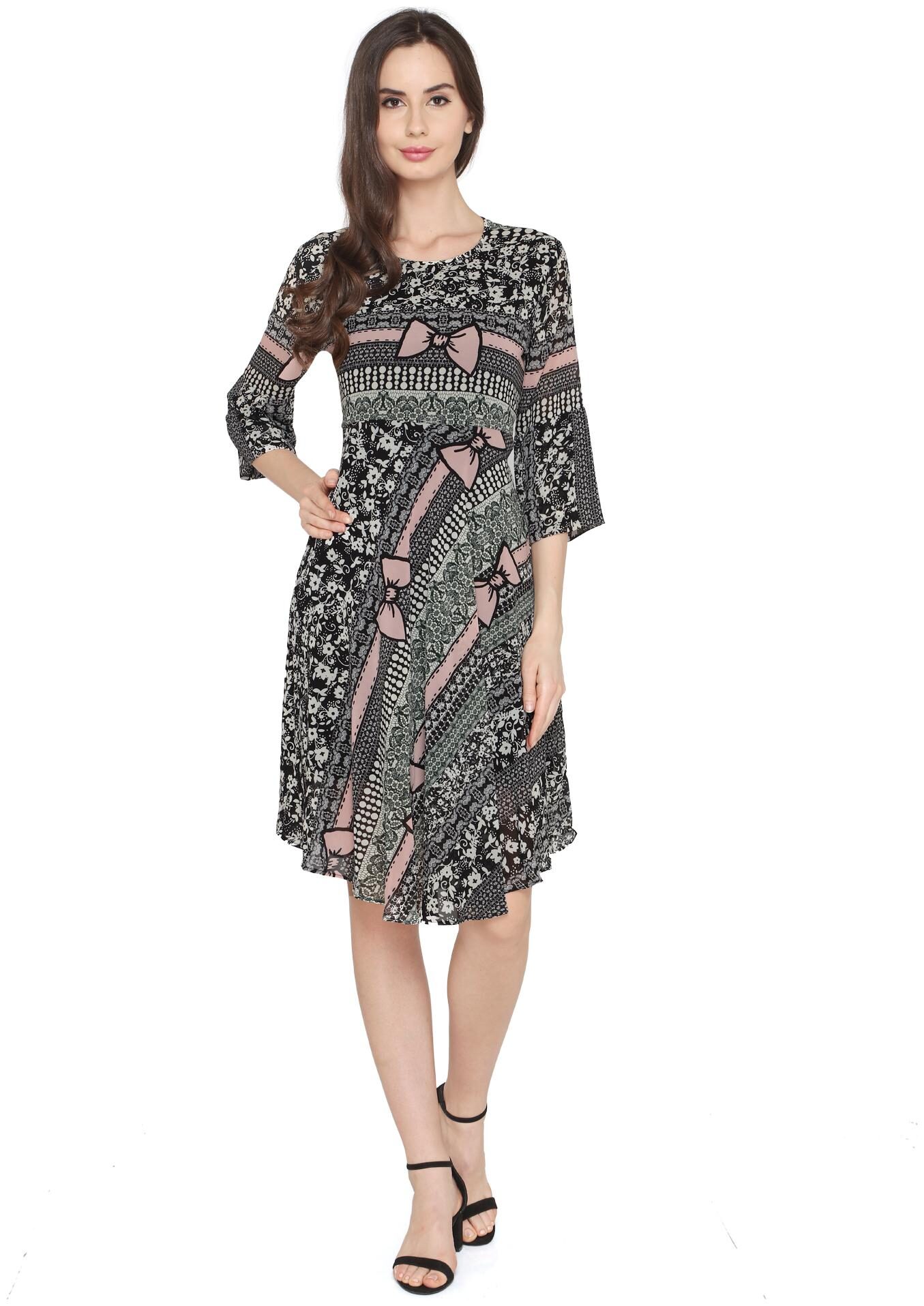 

P - Nut Casual Multi Printed A-line dress