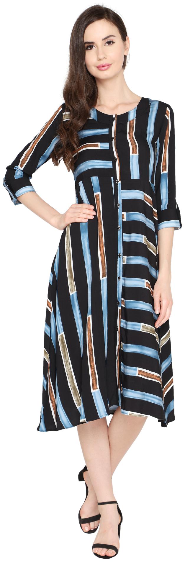 

P - Nut Casual Multi Printed A-line dress
