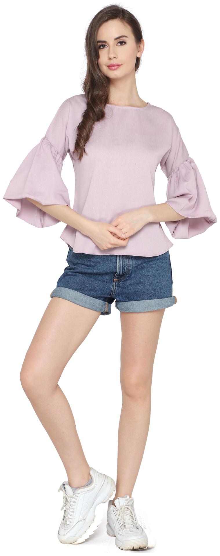 

P - Nut Casual Women Solid A-line top - Purple