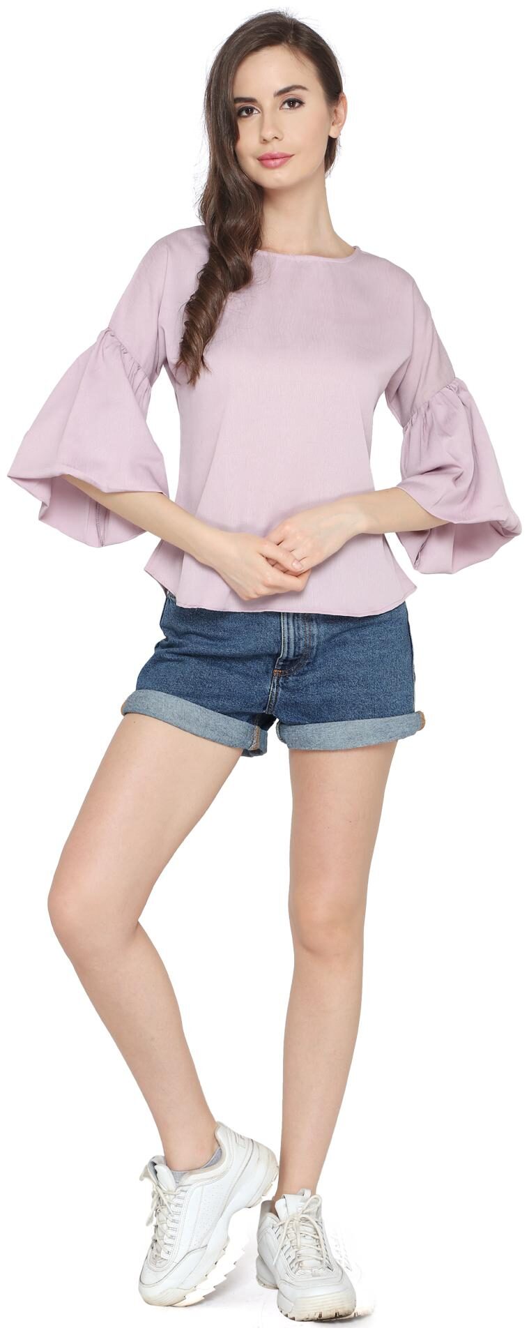 

P - Nut Casual Women Solid A-line top - Purple