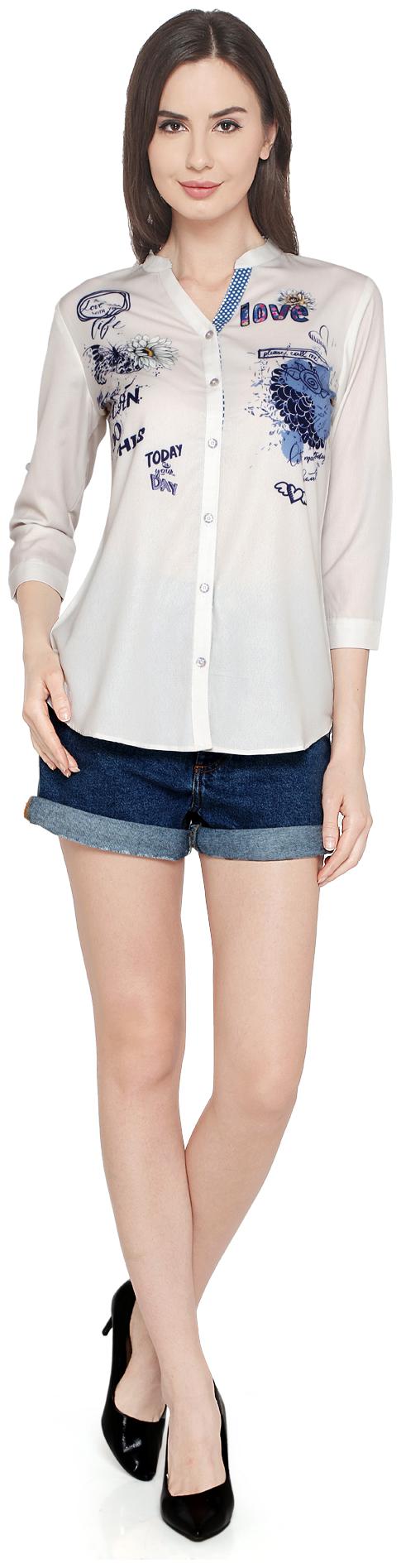 

P - Nut Casual Women White Printed Regular Fit Shirt