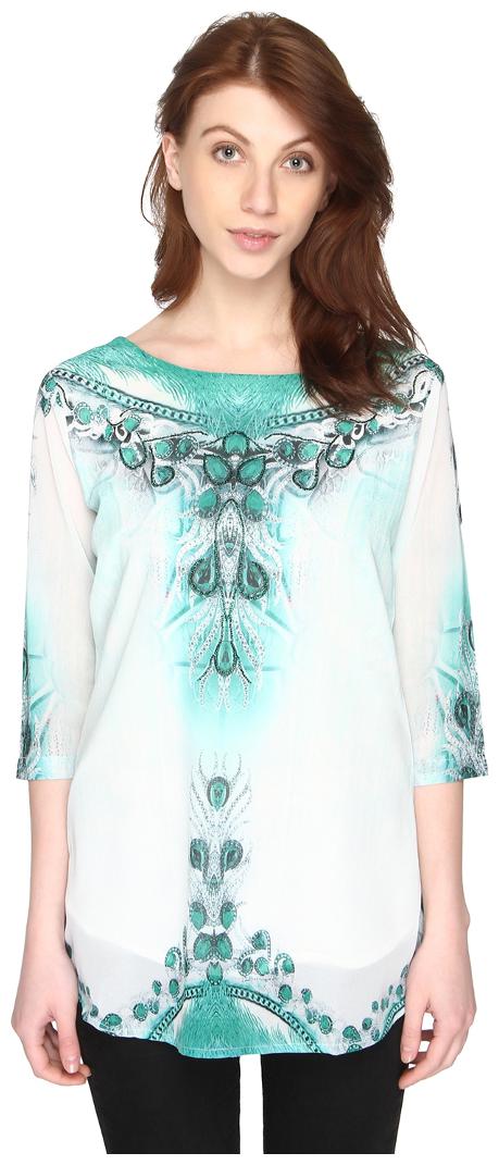 

P-Nut Womens Chiffon Georgette Printed Top with 3 4th Sleeves