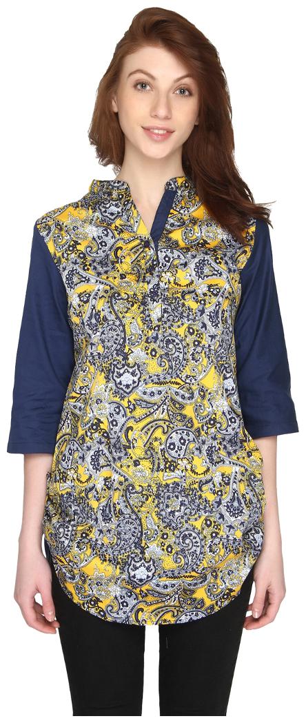 

P - Nut Casual Women Printed Regular top - Yellow