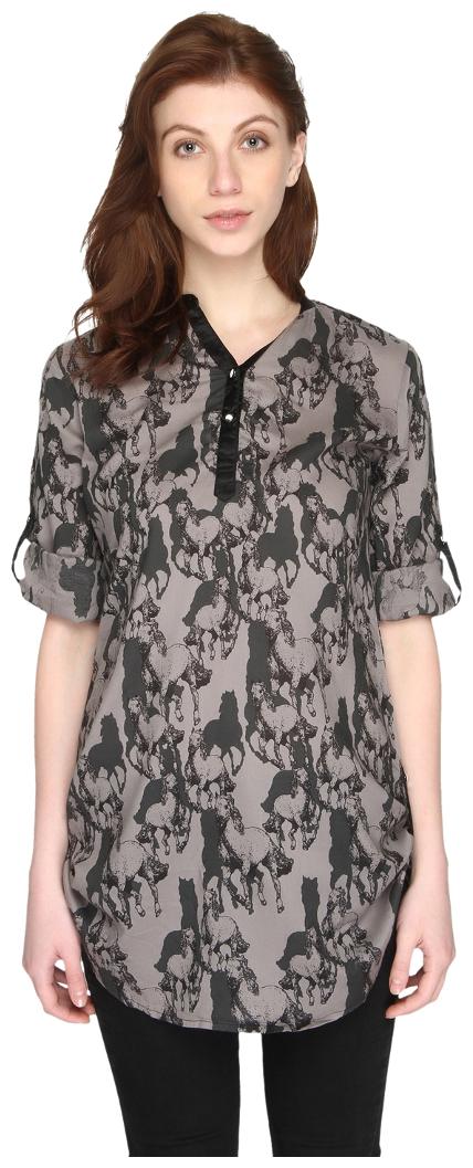 

P - Nut Casual Women Printed Regular top - Grey