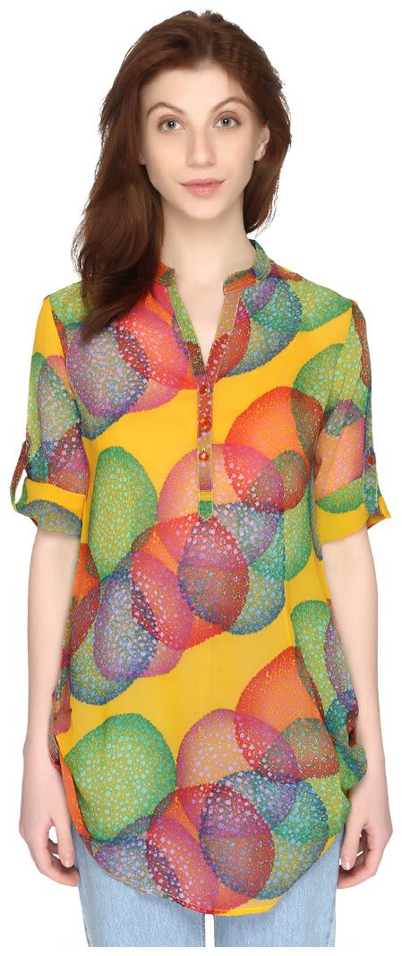 

P - Nut Casual Women Printed Regular top - Yellow