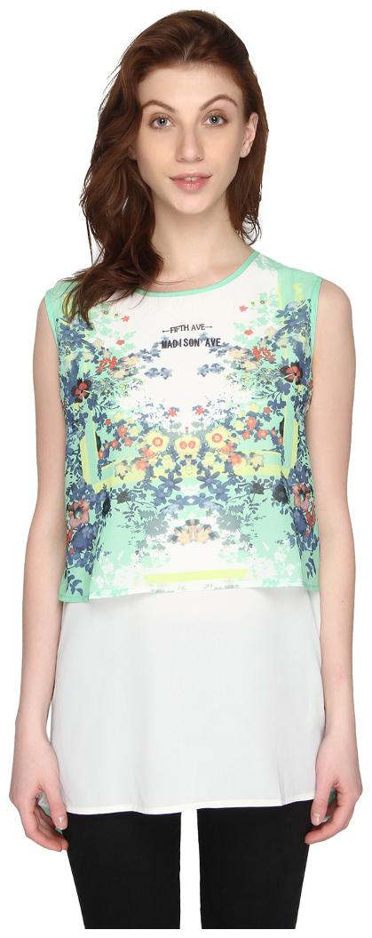 

P - Nut Casual Women Printed Regular top - Green
