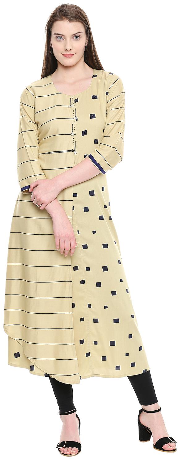 

P Present Women Yellow Three-fourth Sleeves Kurti