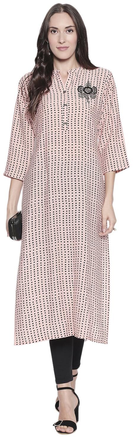 

P PRESENT Women Pink Printed Straight Kurti