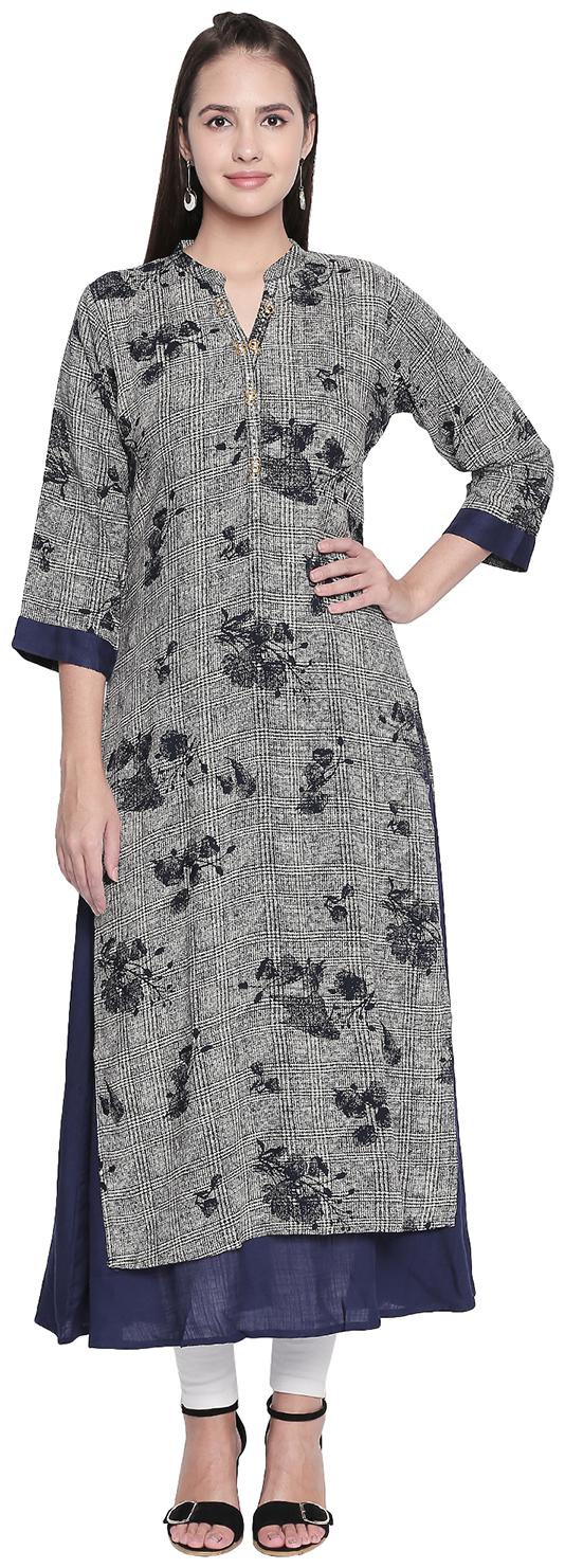 

P Present Women Black Three-fourth Sleeves Kurti