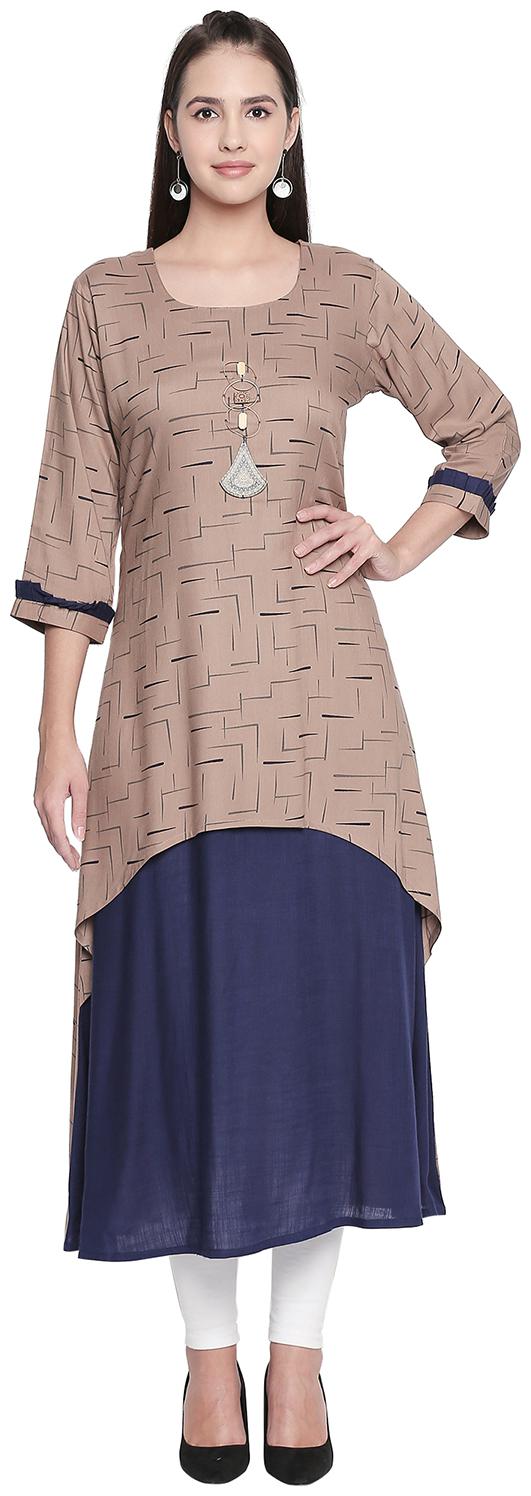 

P Present Women Brown Three-fourth Sleeves Kurti