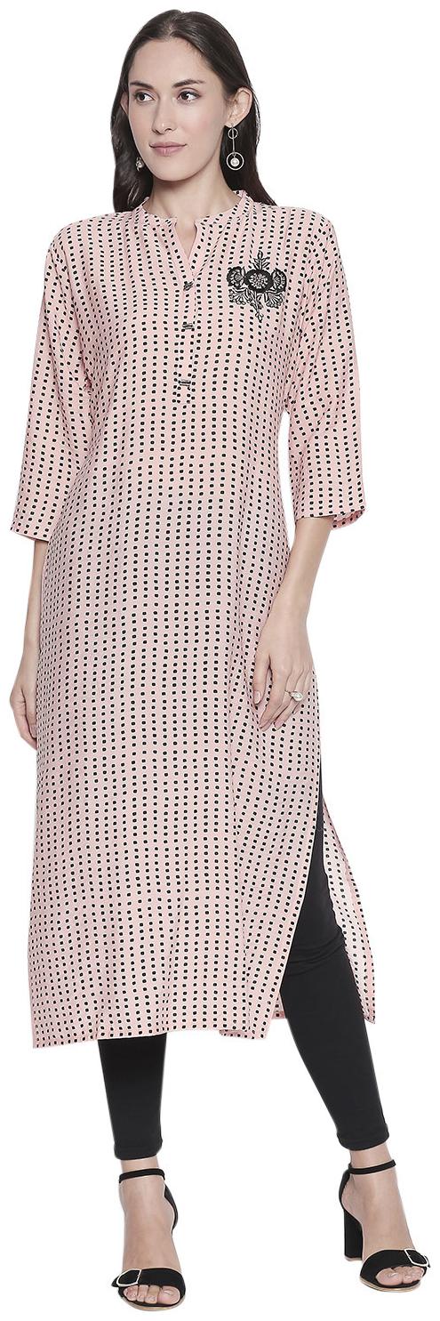

P PRESENT Women Pink Printed Straight Kurti