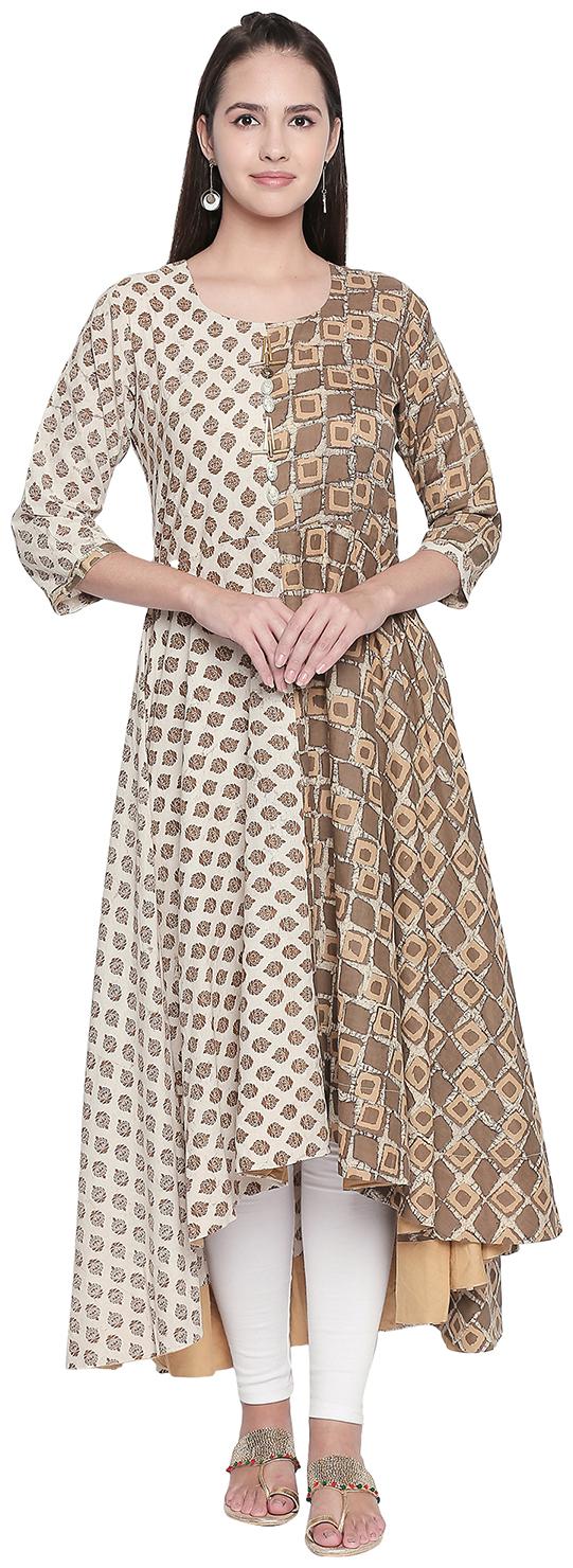 

P Present Women Beige Three-fourth Sleeves Kurti
