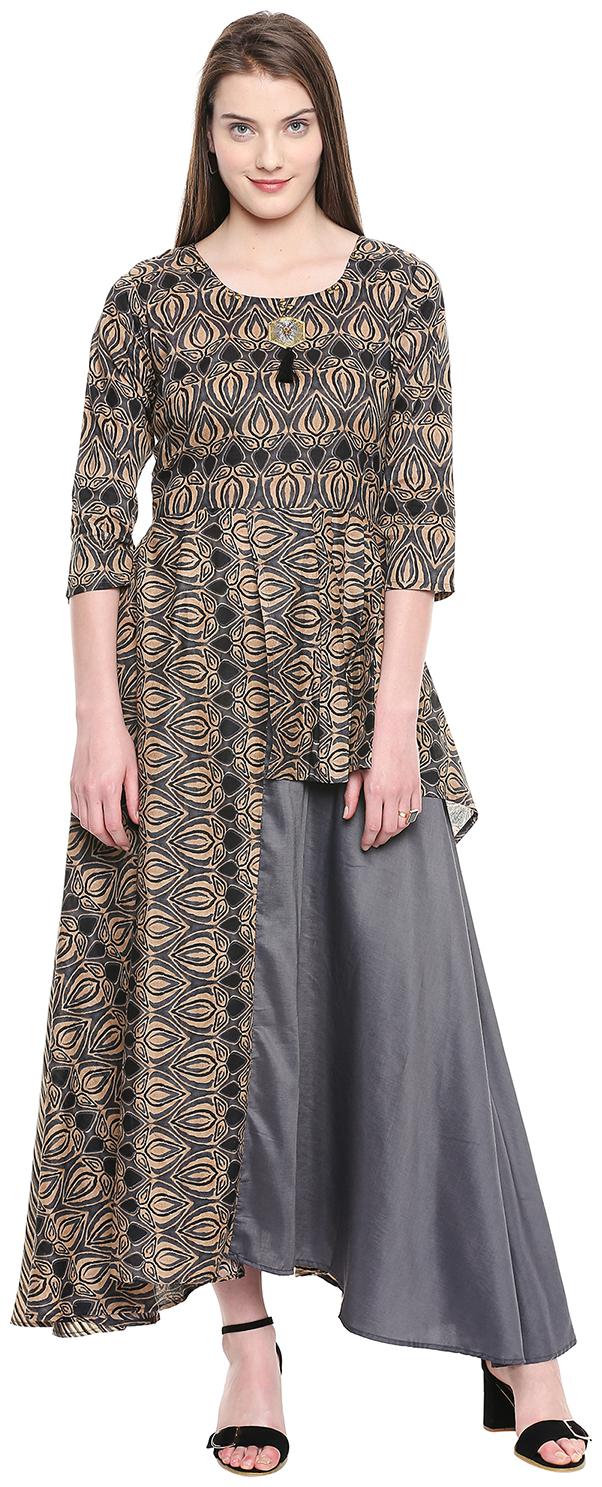 

P Present Women Grey Three-fourth Sleeves Kurti