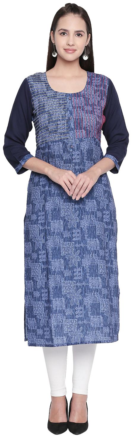 

P Present Women Blue Three-fourth Sleeves Kurti