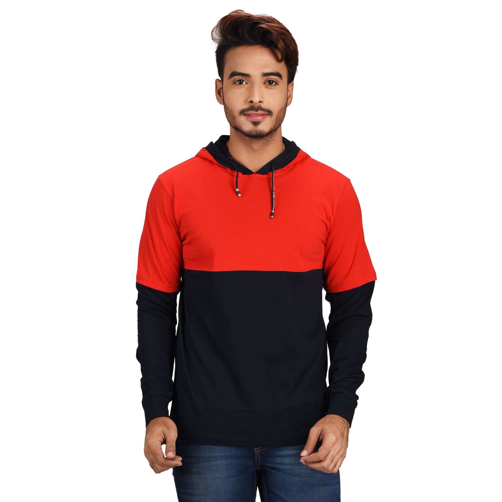 

Pacific Wear Men Red Blue Hooded Hoodie