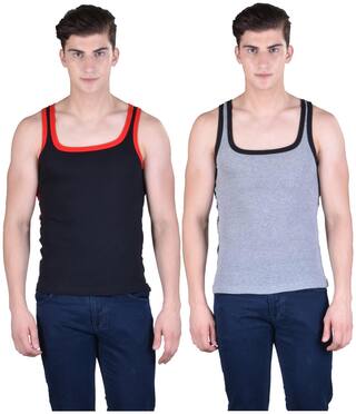 Force Go Wear Pack of 2 Sleeveless Square Neck Men Gym Vest - Multi