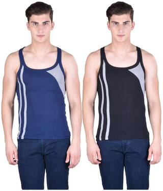 Force Go Wear Pack of 2 Sleeveless Square Neck Men Gym Vest - Multi