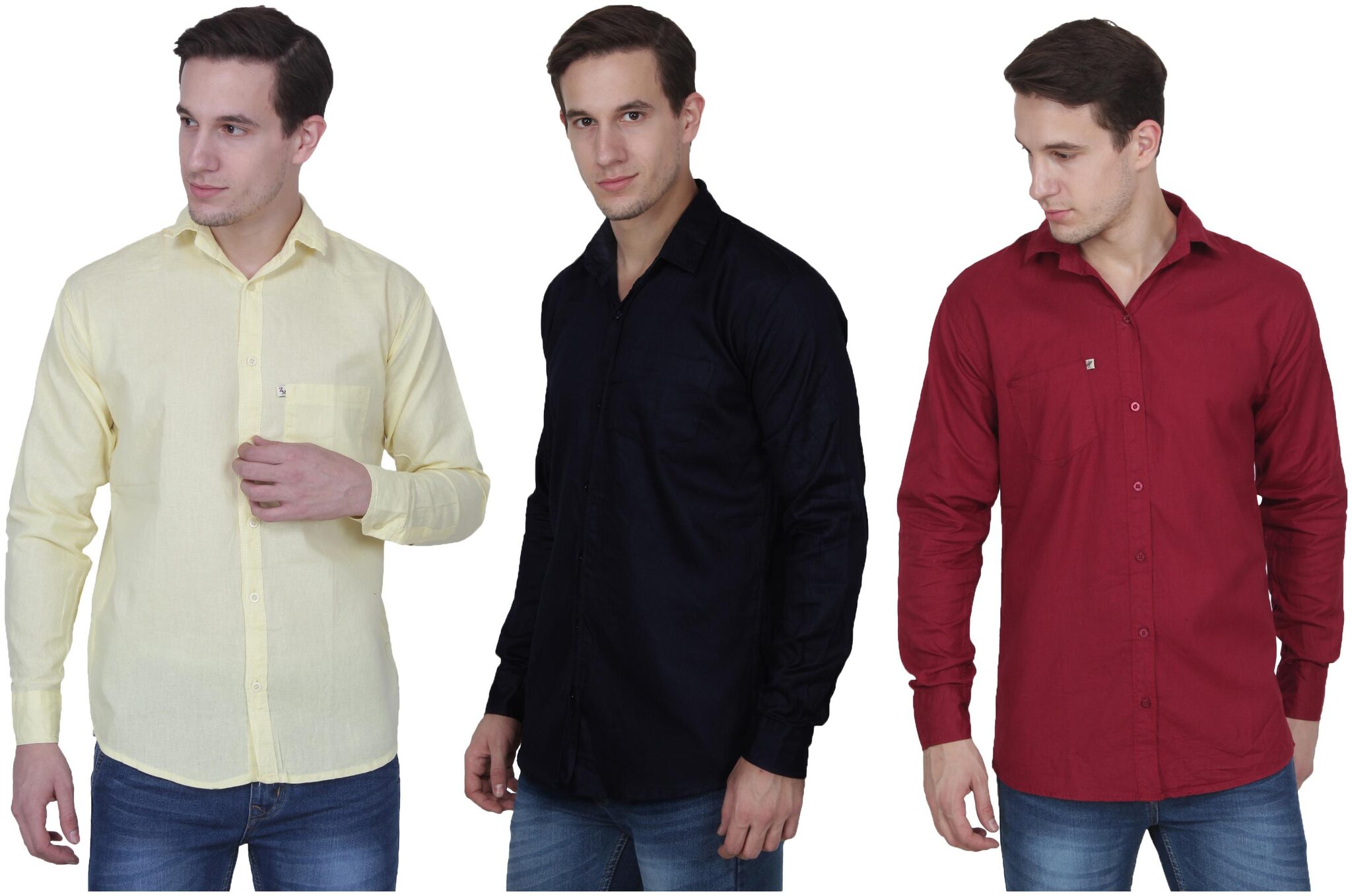 

FASHLOOK Men Blue Maroon Solid Slim Fit Casual Shirt
