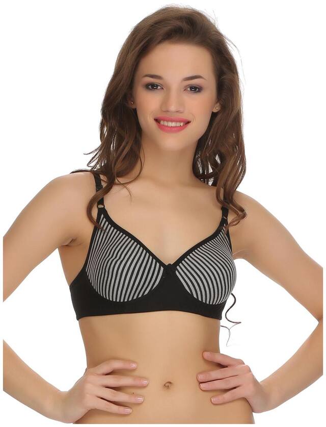 Padded Non-wired Tshirt Bra In Black Melange
