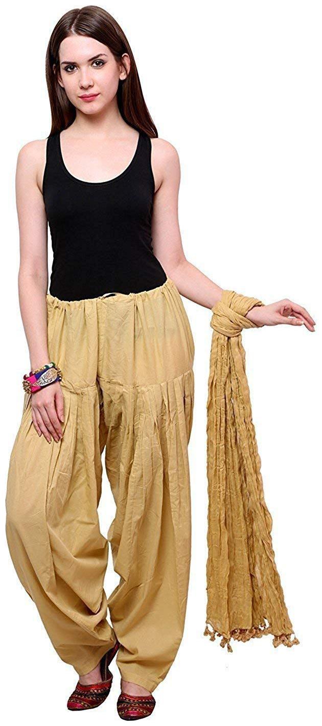 

PAGRAKHI TRADERS Cotton Patiala - Beige