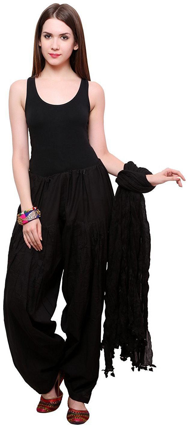 

PAGRAKHI TRADERS Cotton Patiala - Black