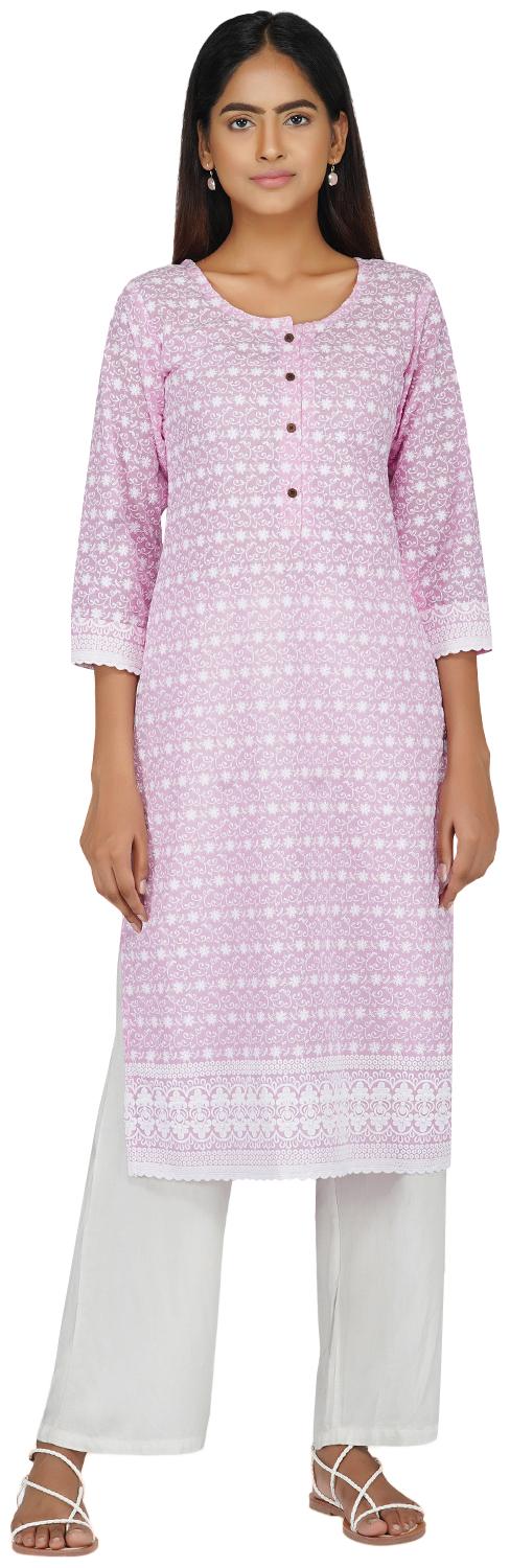 

Paislei Women Pink Embroidered Regular Kurti