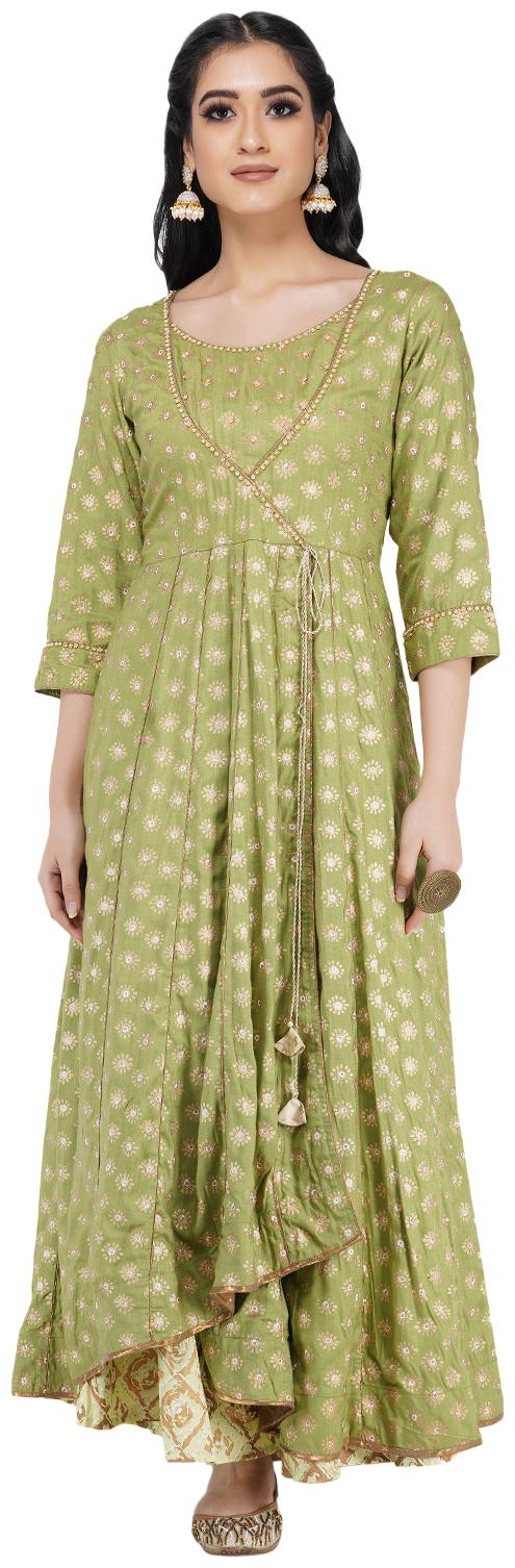 

Paislei Women Green Floral Regular Kurti
