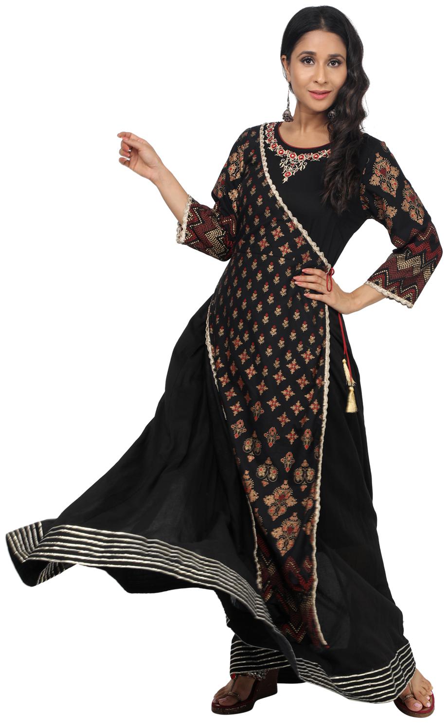 

Paislei Women Black Printed Regular Kurta