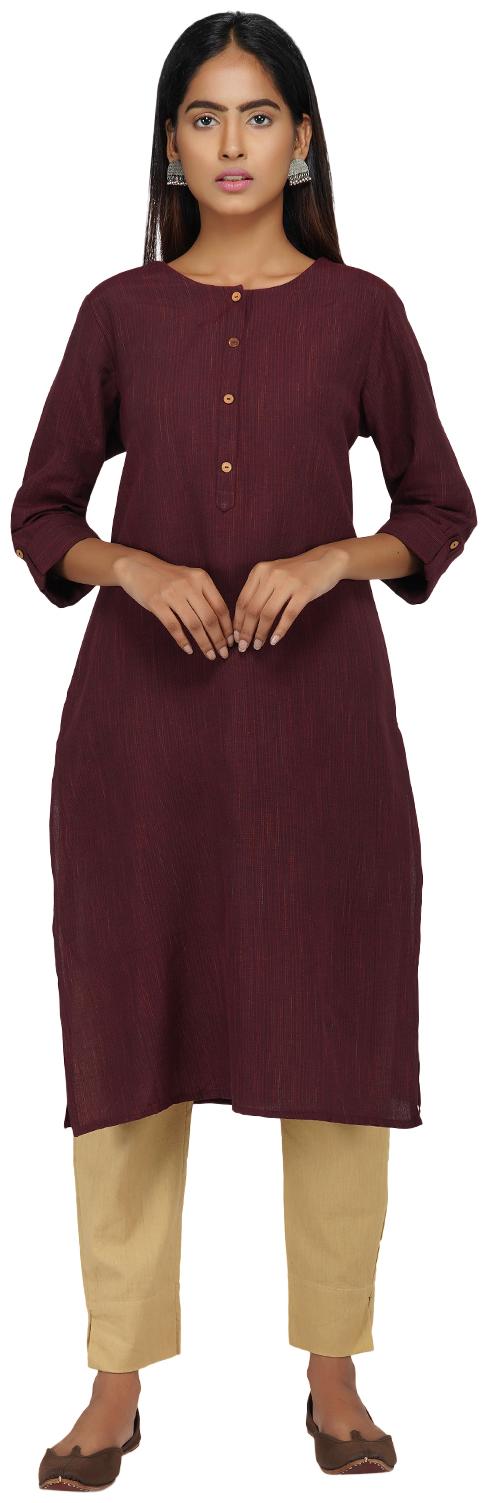 

Paislei Women Brown Solid Regular Kurti
