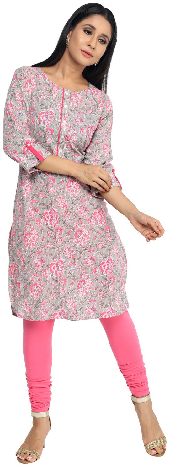 

Paislei Women Grey Floral Regular Kurta