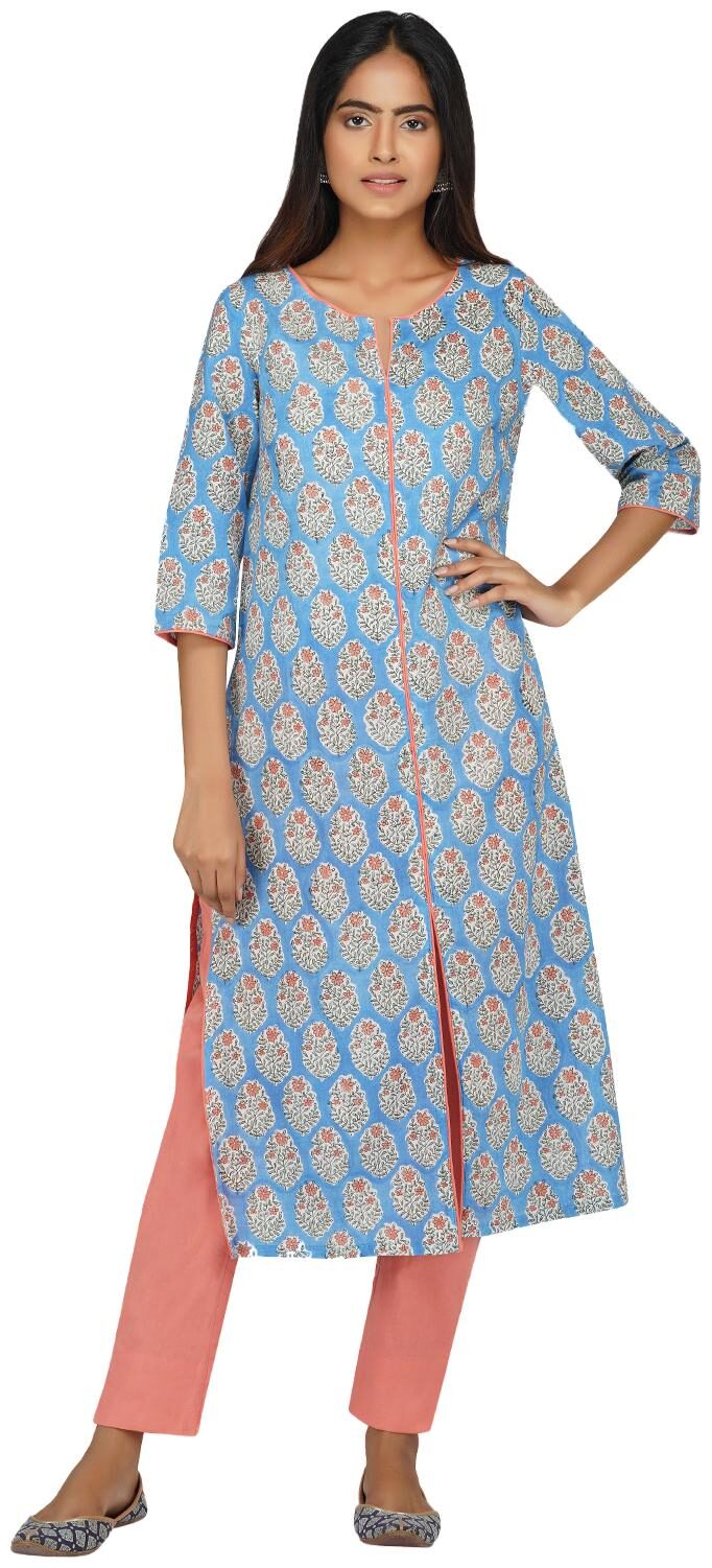 

Paislei Women Blue Floral Regular Kurti