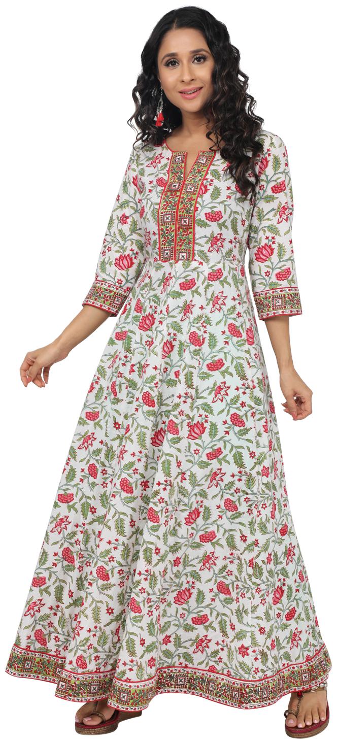 

Paislei Women White Floral Regular Kurta