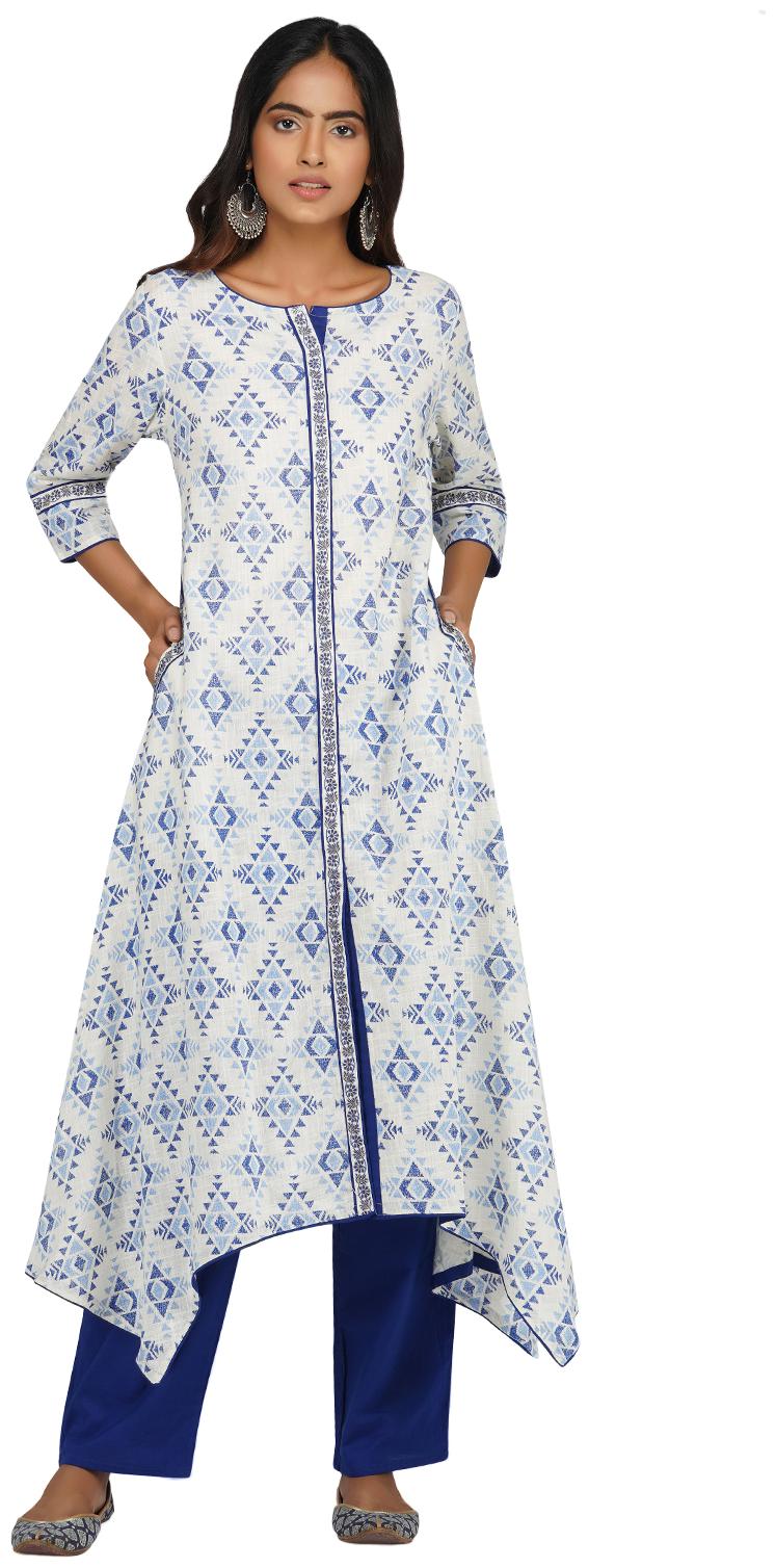 

Paislei Women Grey Printed Regular Kurta With Pants