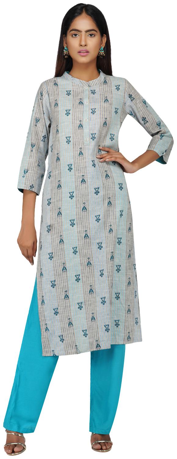 

Paislei Women Grey Printed Regular Kurti
