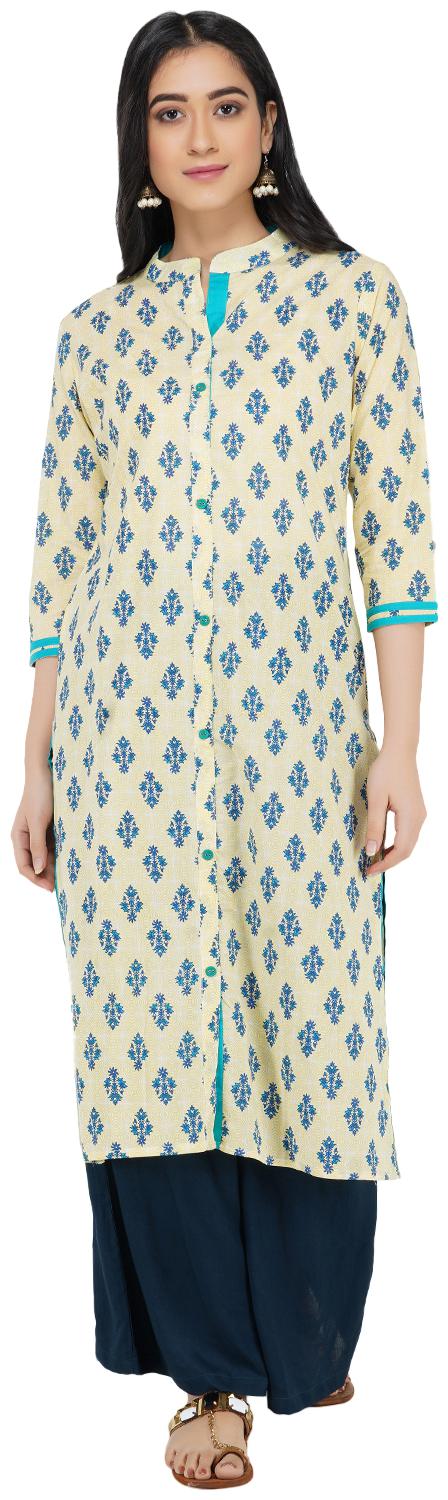 

Paislei Women Yellow Floral Regular Kurti