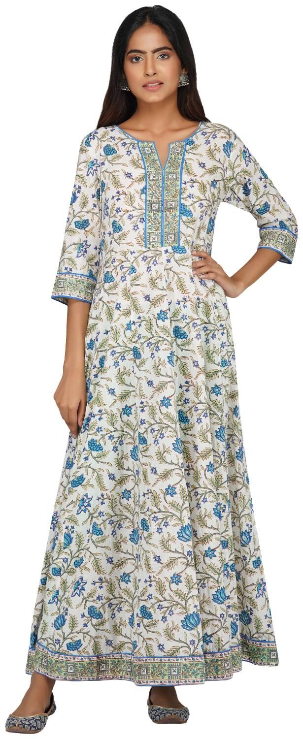 

Paislei Women White Floral Regular Kurti