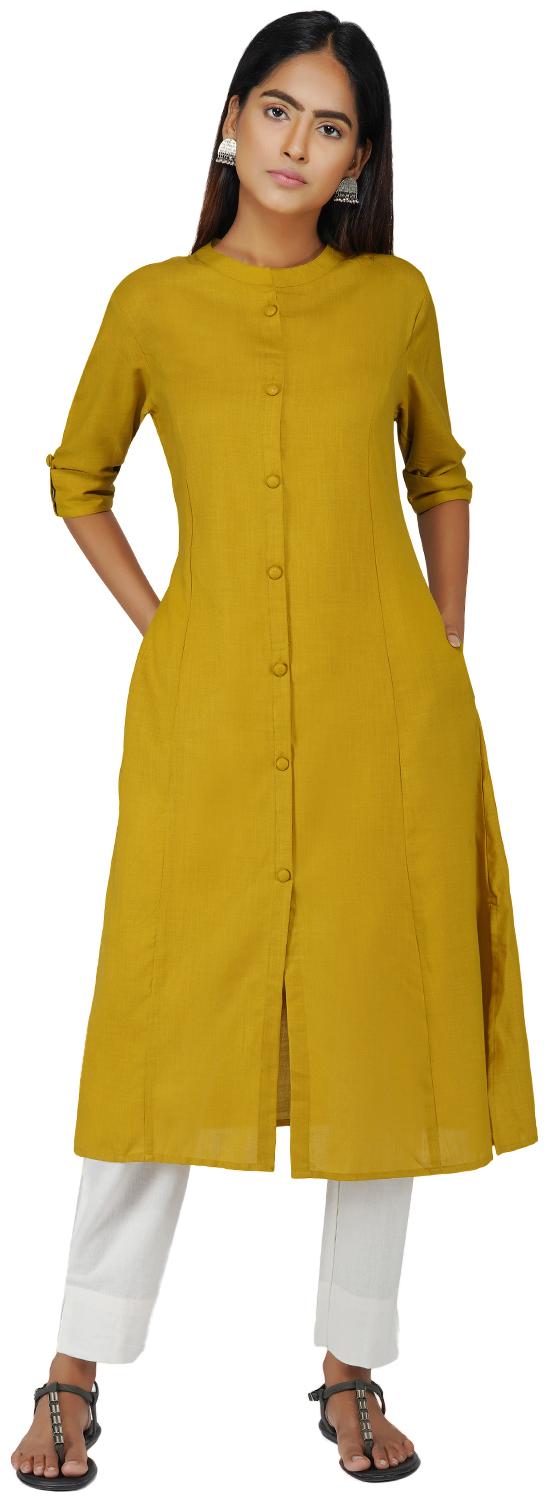 

Paislei Women Yellow Solid Regular Kurti