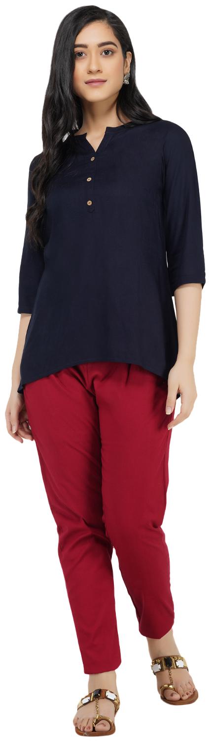 

Paislei Women Navy Blue Solid Regular Kurti