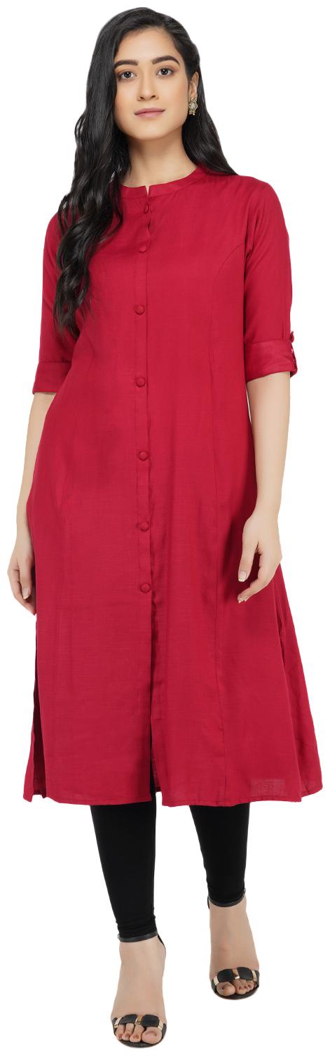 

Paislei Women Maroon Solid Regular Kurti