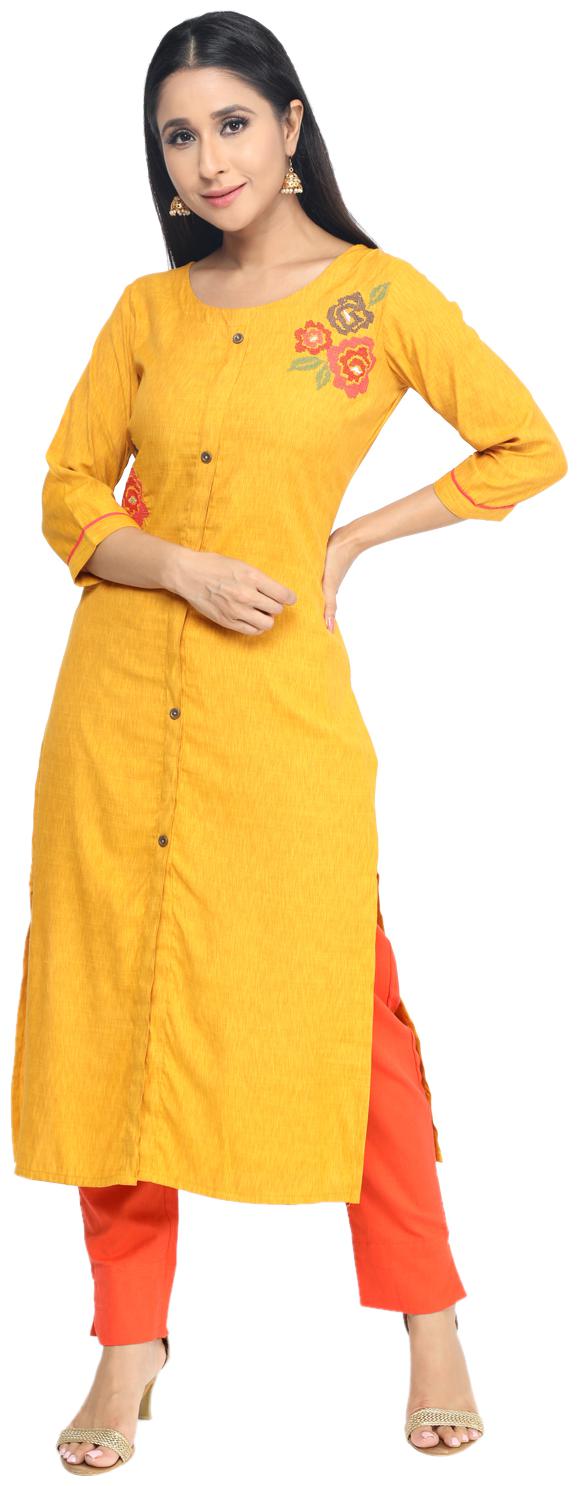 

Paislei Women Yellow Solid Regular Kurta