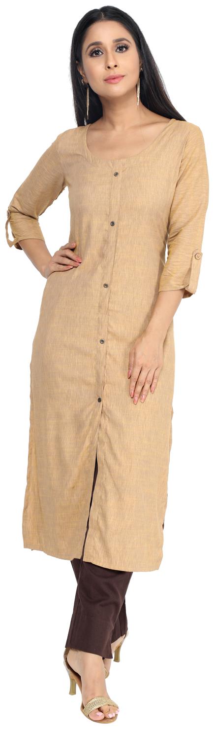 

Paislei Women Beige Solid Regular Kurta