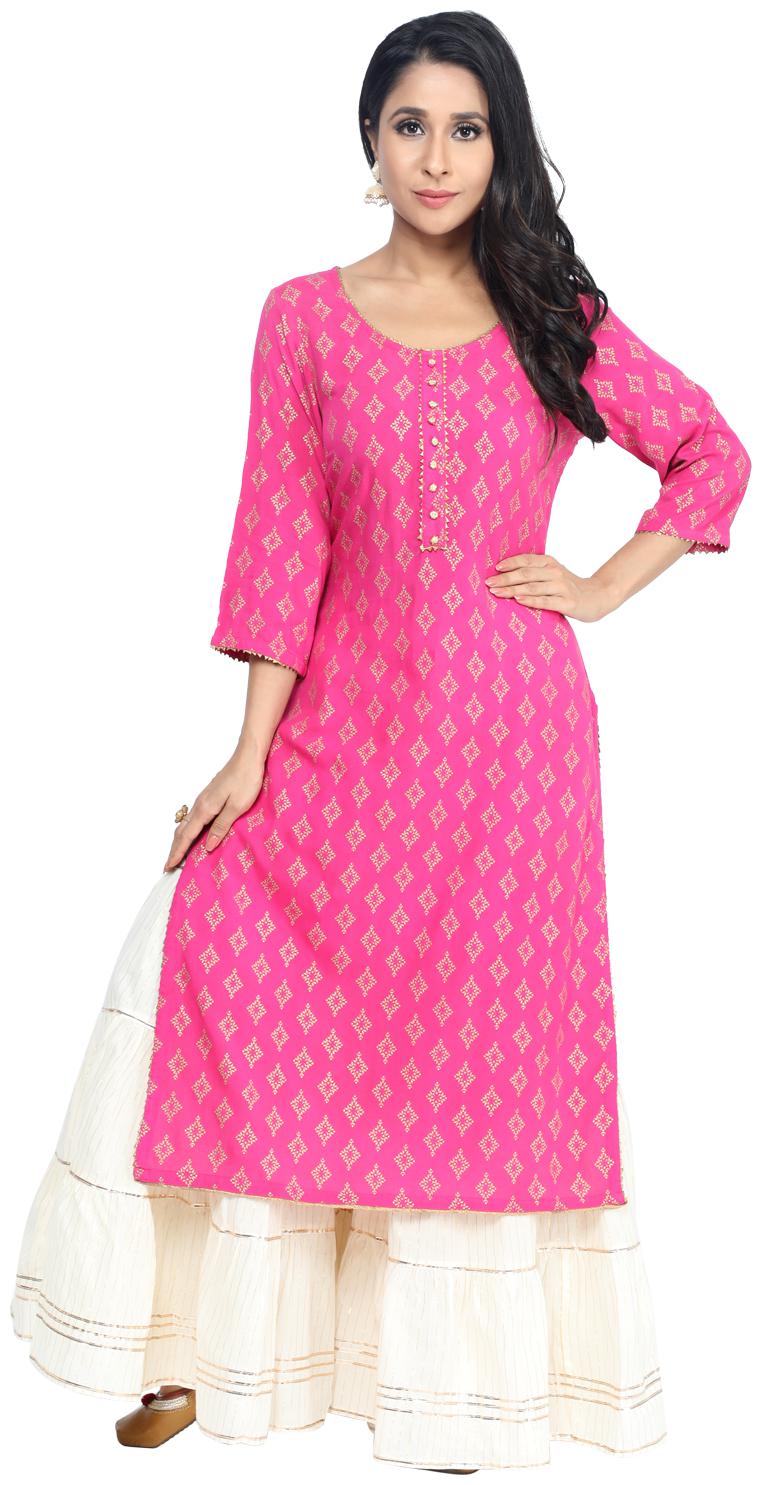 

Paislei Women Pink Printed Regular Kurta