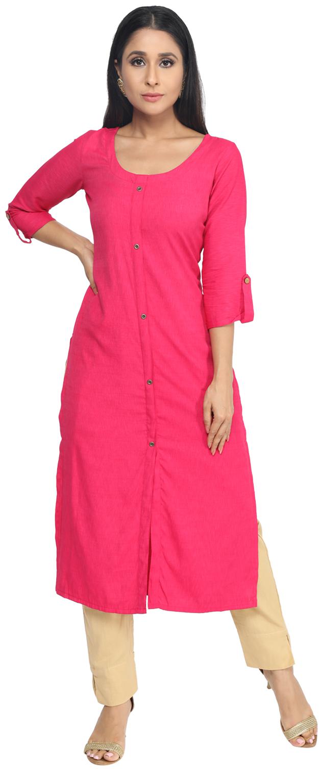 

Paislei Women Pink Solid Regular Kurta